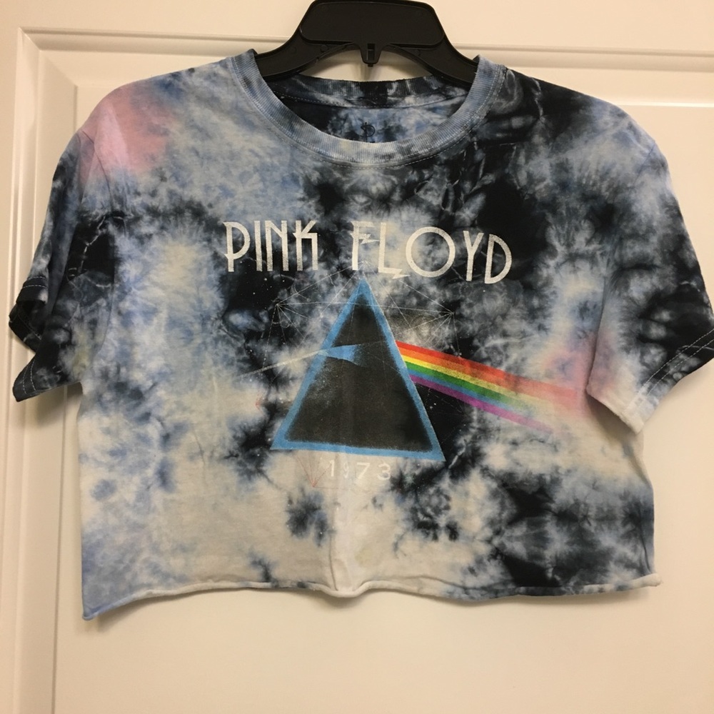 Pink Floyd graphic tye dye crop top, size small